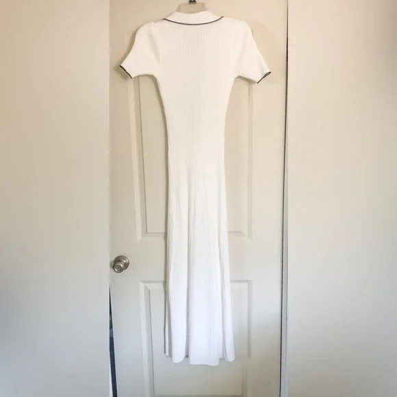 White Ribbed Maxi Dress with Buttons - Picture 16 of 16